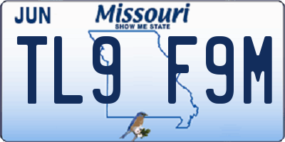 MO license plate TL9F9M