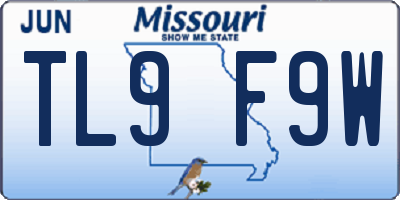 MO license plate TL9F9W