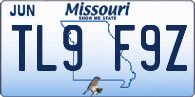 MO license plate TL9F9Z