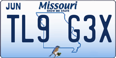 MO license plate TL9G3X