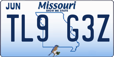 MO license plate TL9G3Z