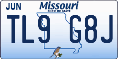 MO license plate TL9G8J