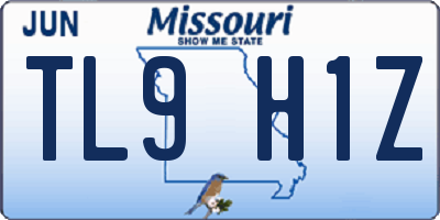 MO license plate TL9H1Z