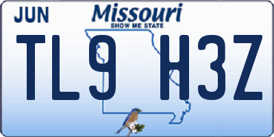 MO license plate TL9H3Z