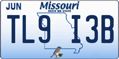 MO license plate TL9I3B