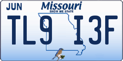 MO license plate TL9I3F