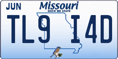 MO license plate TL9I4D