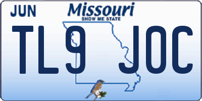MO license plate TL9J0C