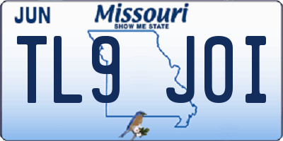 MO license plate TL9J0I