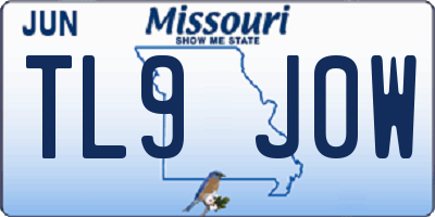 MO license plate TL9J0W