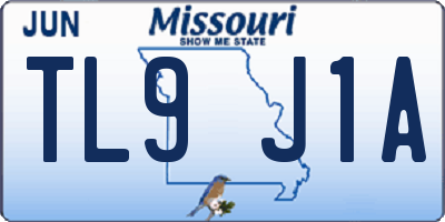 MO license plate TL9J1A