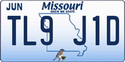MO license plate TL9J1D