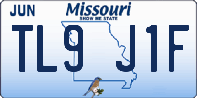 MO license plate TL9J1F