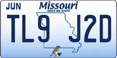 MO license plate TL9J2D