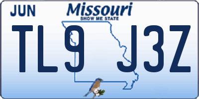 MO license plate TL9J3Z