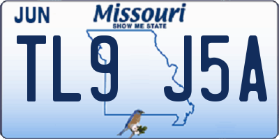 MO license plate TL9J5A