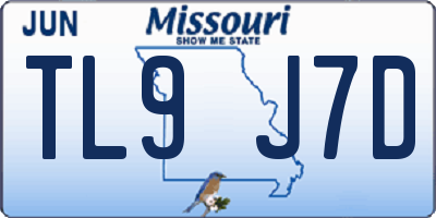 MO license plate TL9J7D