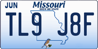 MO license plate TL9J8F