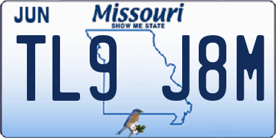 MO license plate TL9J8M