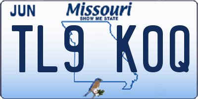 MO license plate TL9K0Q