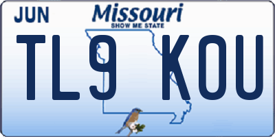 MO license plate TL9K0U