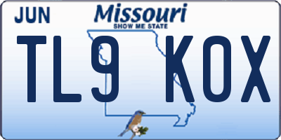 MO license plate TL9K0X