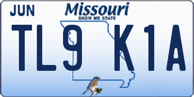 MO license plate TL9K1A