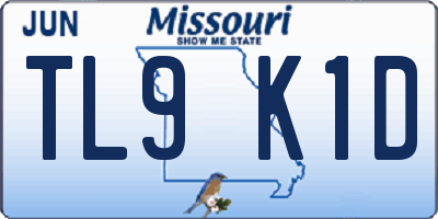 MO license plate TL9K1D