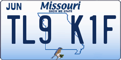 MO license plate TL9K1F