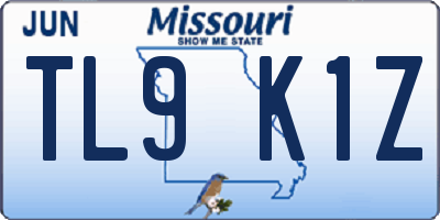 MO license plate TL9K1Z