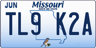 MO license plate TL9K2A