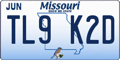 MO license plate TL9K2D