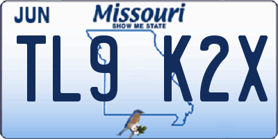 MO license plate TL9K2X