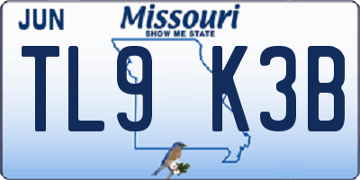 MO license plate TL9K3B