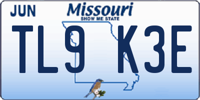MO license plate TL9K3E