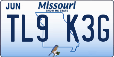 MO license plate TL9K3G