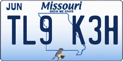 MO license plate TL9K3H