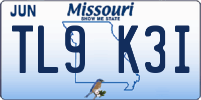 MO license plate TL9K3I
