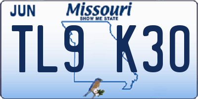 MO license plate TL9K3O