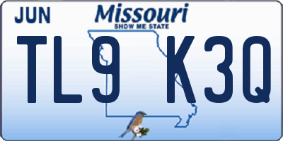 MO license plate TL9K3Q