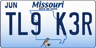 MO license plate TL9K3R