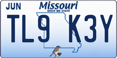MO license plate TL9K3Y