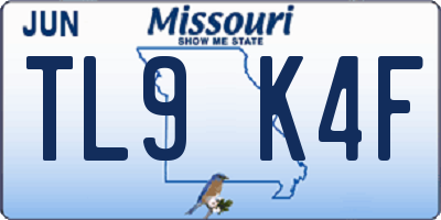 MO license plate TL9K4F