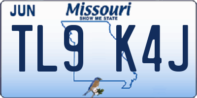 MO license plate TL9K4J