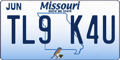 MO license plate TL9K4U