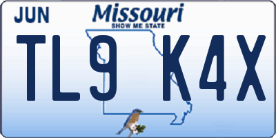MO license plate TL9K4X