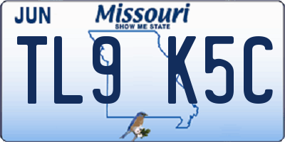 MO license plate TL9K5C