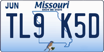 MO license plate TL9K5D
