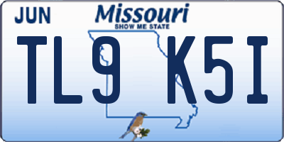 MO license plate TL9K5I