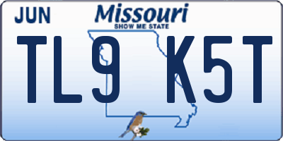 MO license plate TL9K5T